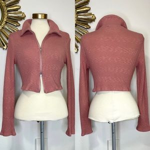 Painted Threads Zip Long Sleeve Crop Top